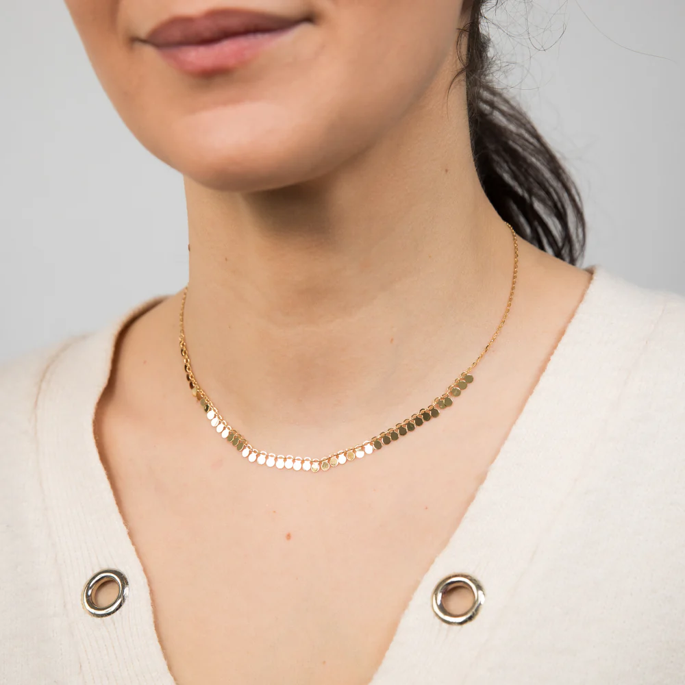 9ct Yellow Gold Tiny Disc charm 40cm Choker Chain - Image 3