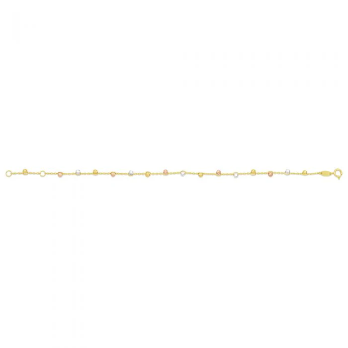 9ct Yellow Gold Trace Link Ball Charms 19cm Bracelet - Image 2