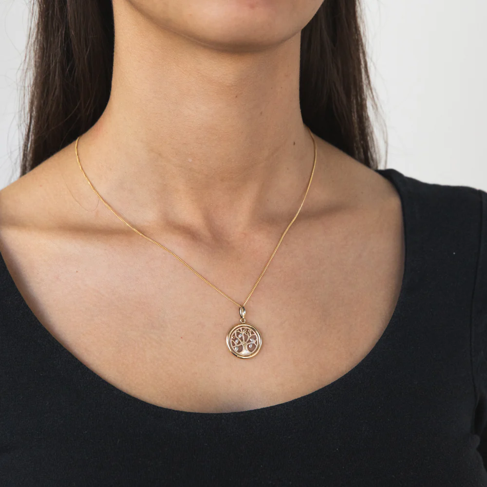 9ct Yellow Gold "Tree of Life" Diamond Pendant Set with 5 Brilliant Diamonds - Image 2