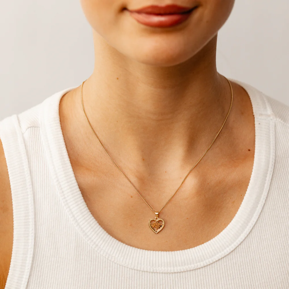 9ct Yellow Gold Tree of Life Heart-Shaped Pendant - Image 2