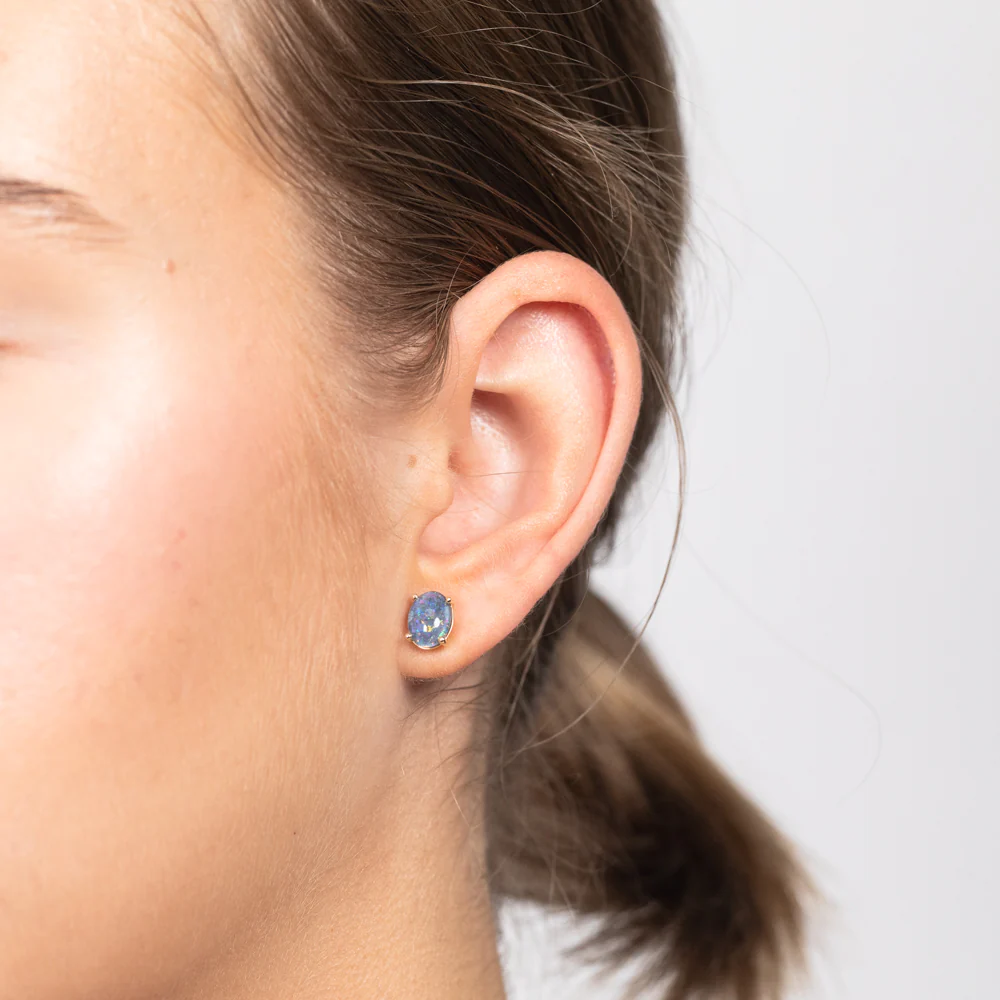9ct Yellow Gold Triplet Opal Stud Earrings - Image 2
