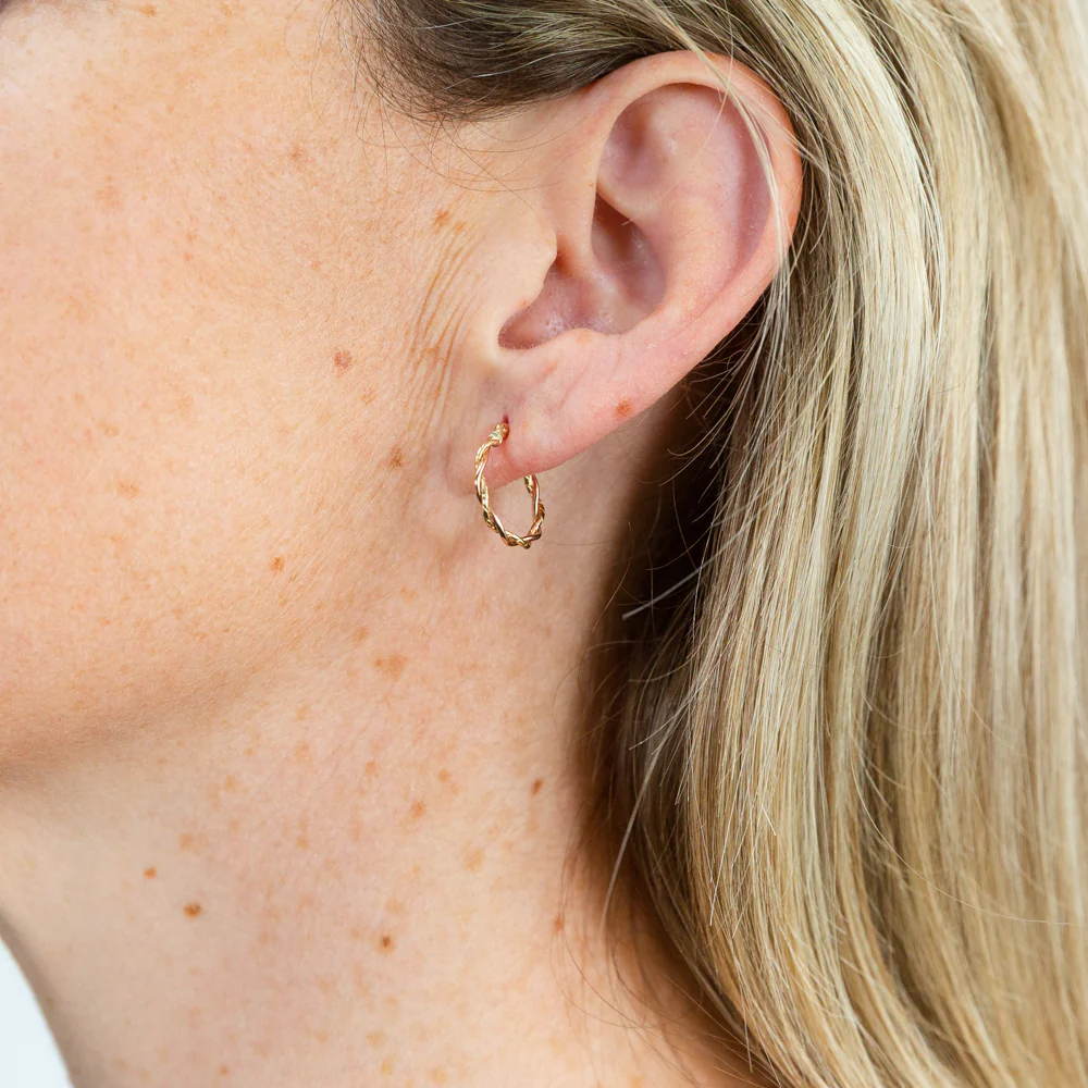 9ct Yellow Gold Tube Hoop Earrings - Image 2