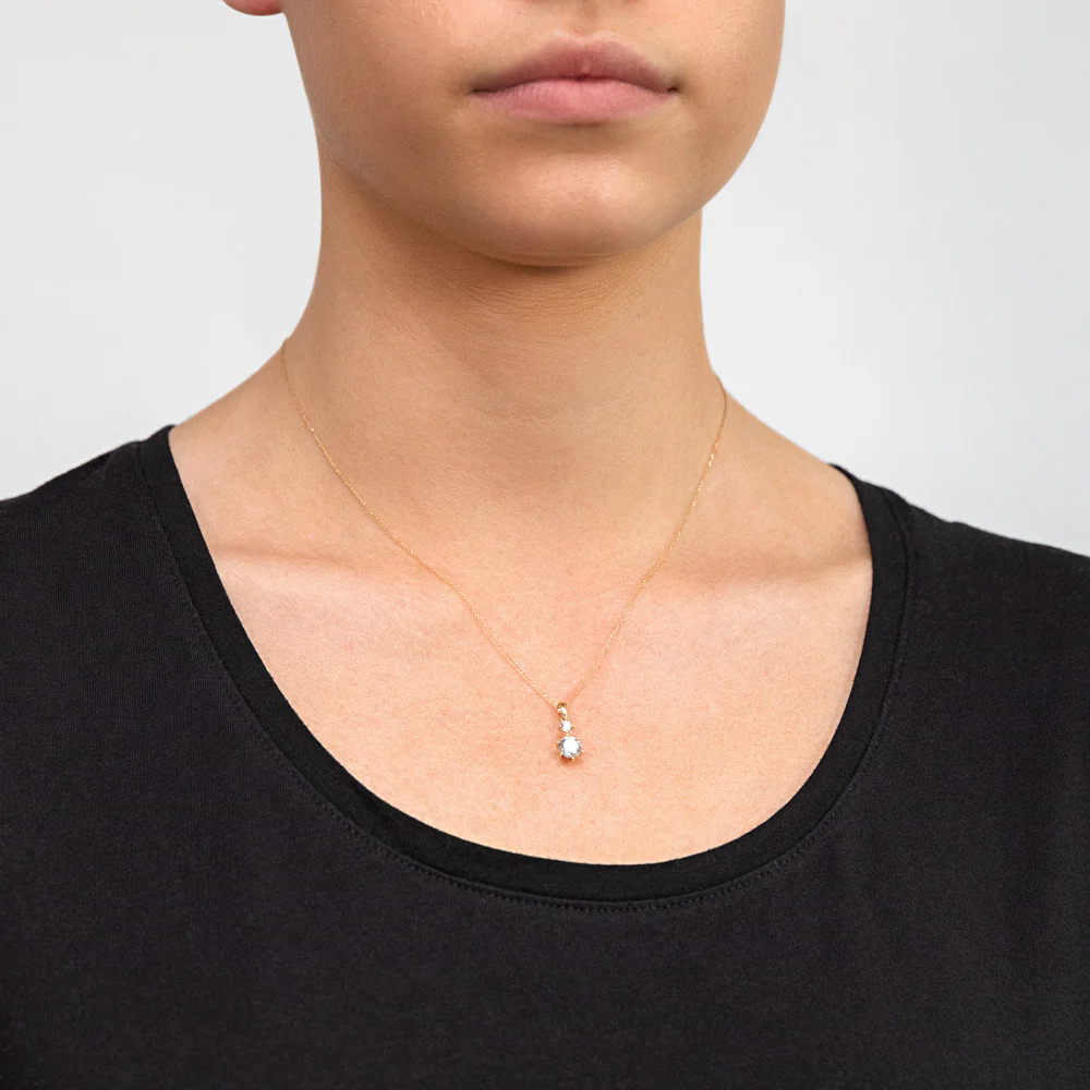 9ct Yellow Gold Twin Cubic Zirconia Pendant On 45cm Chain - Image 2