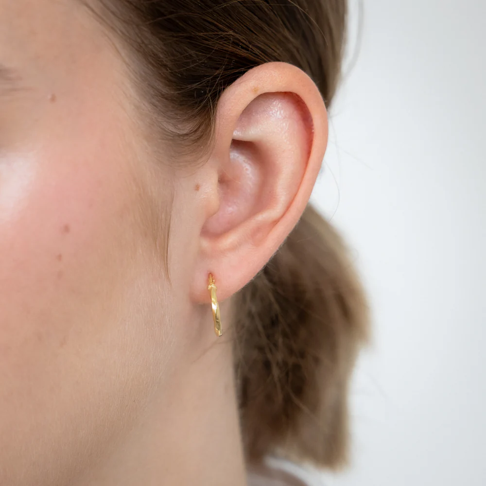 9ct Yellow Gold Twisted 10mm Hoop Earrings - Image 2