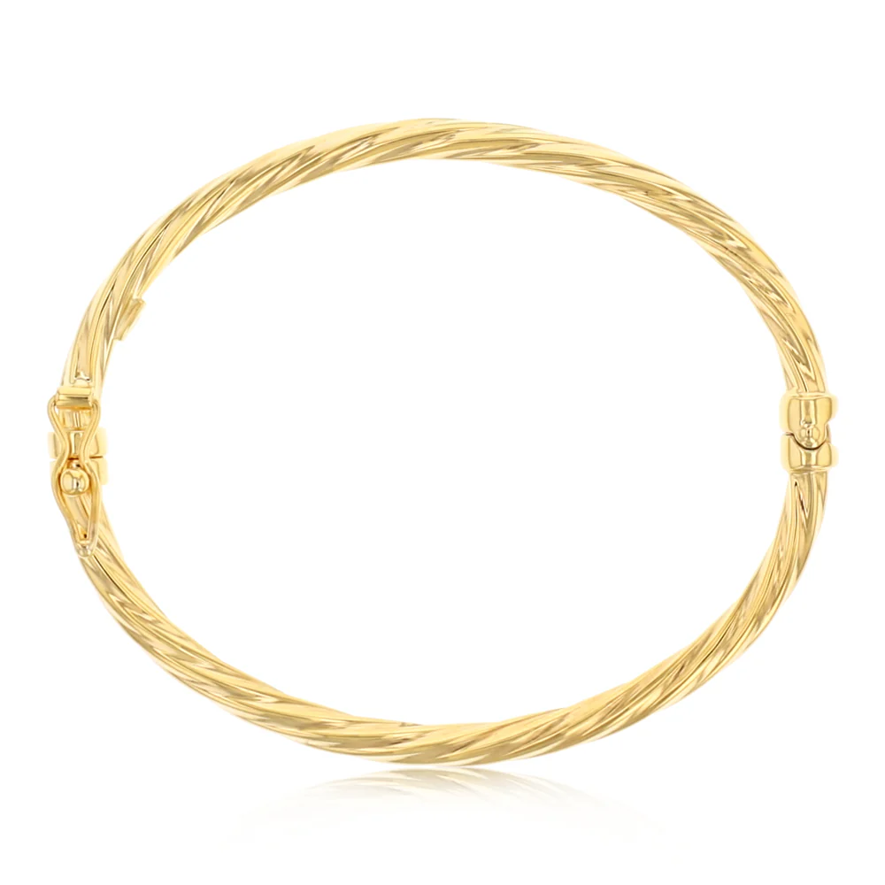 9ct Yellow Gold Twisted Baby Bangle - Image 2
