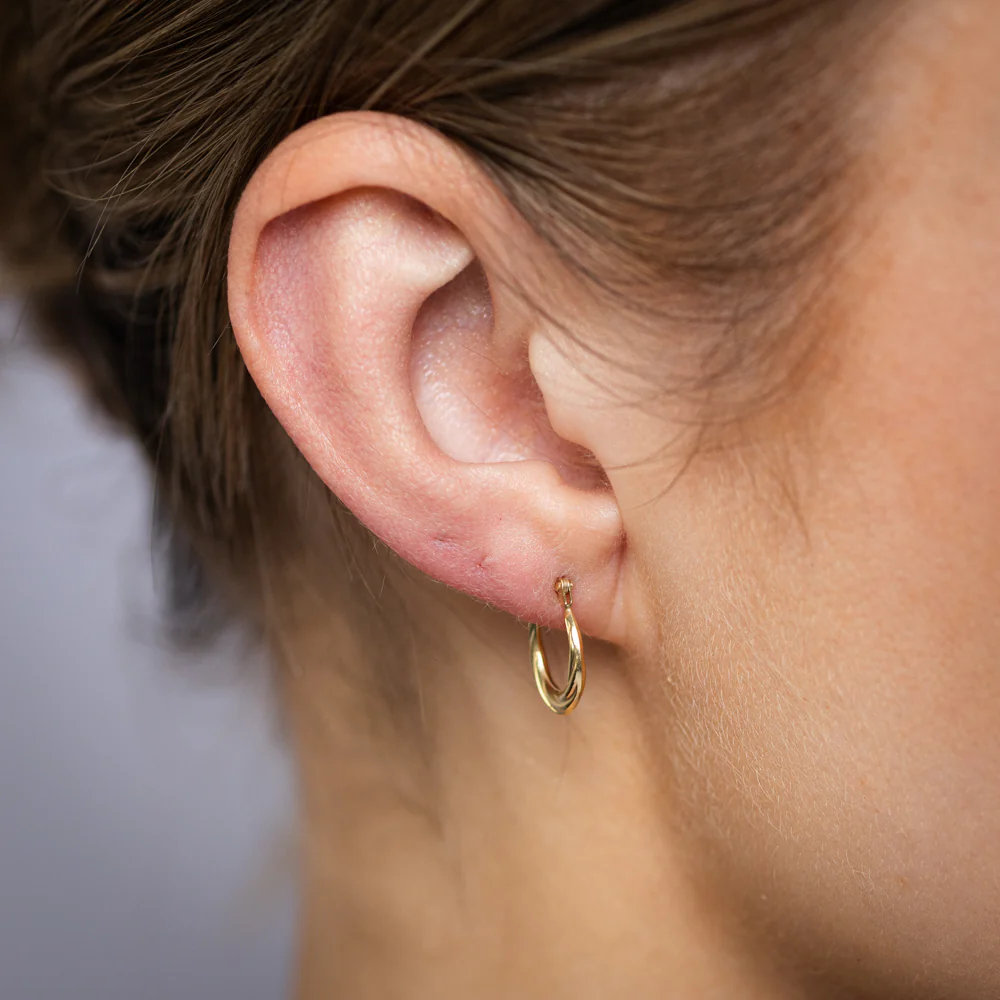 9ct Yellow Gold Twisted Creole Hoop Earrings - Image 2