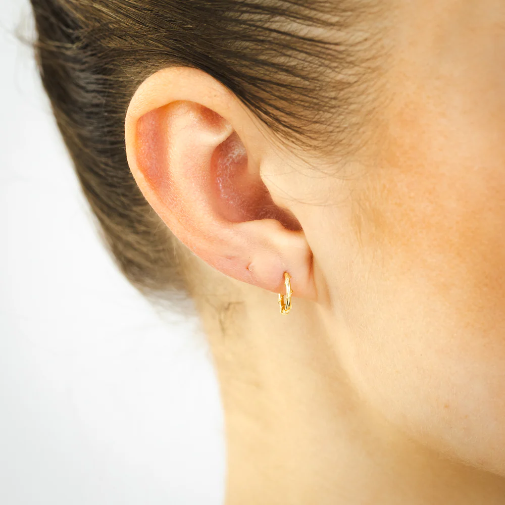 9ct Yellow Gold Twisted Pattern 10mm (External) Sleeper Earrings - Image 2