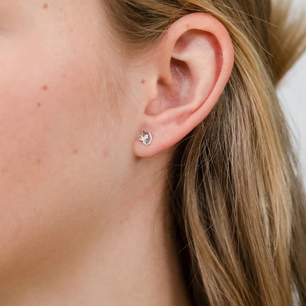 9ct Yellow Gold Unicorn Stud Earrings - Image 2