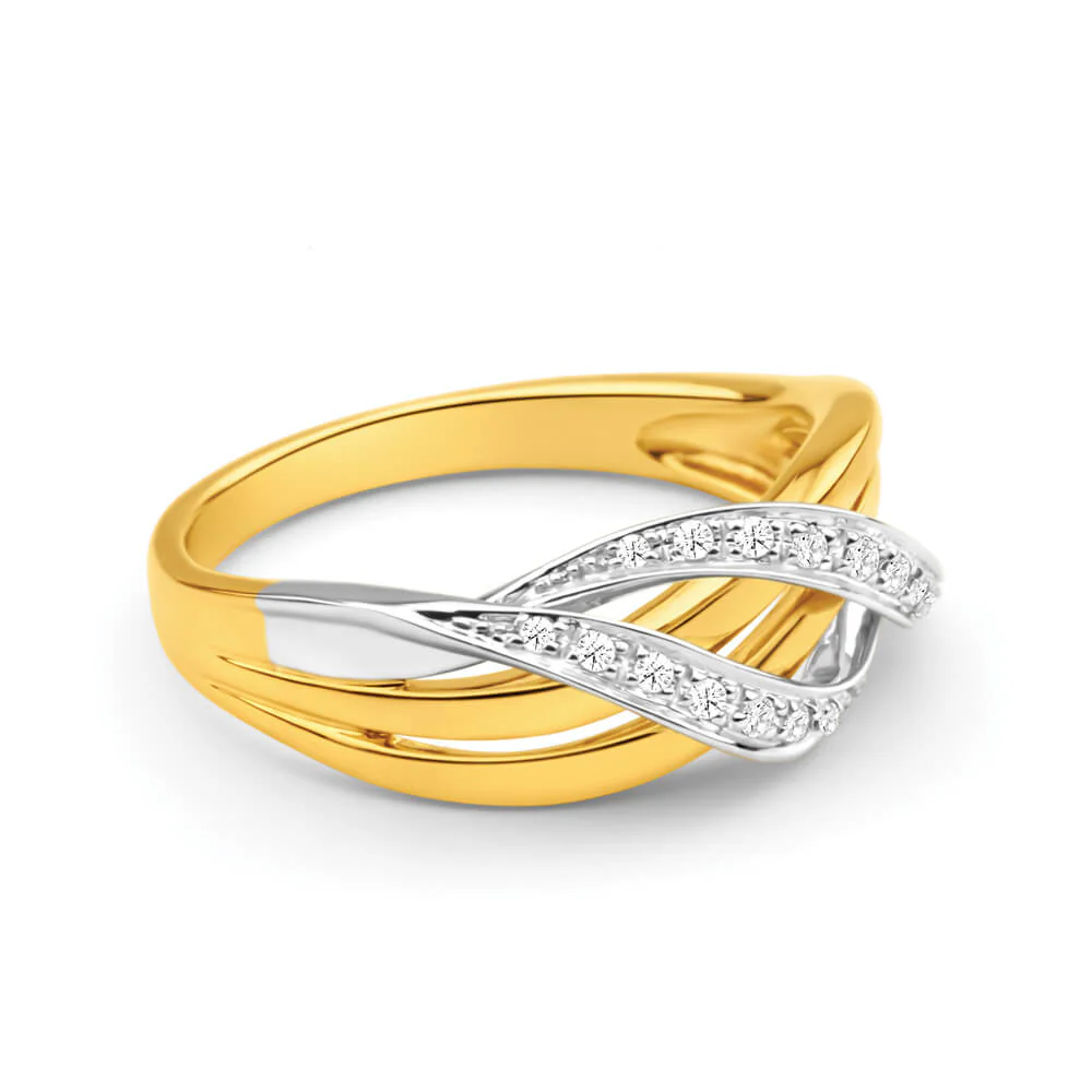 9ct Yellow Gold & White Gold Diamond Ring - Image 2
