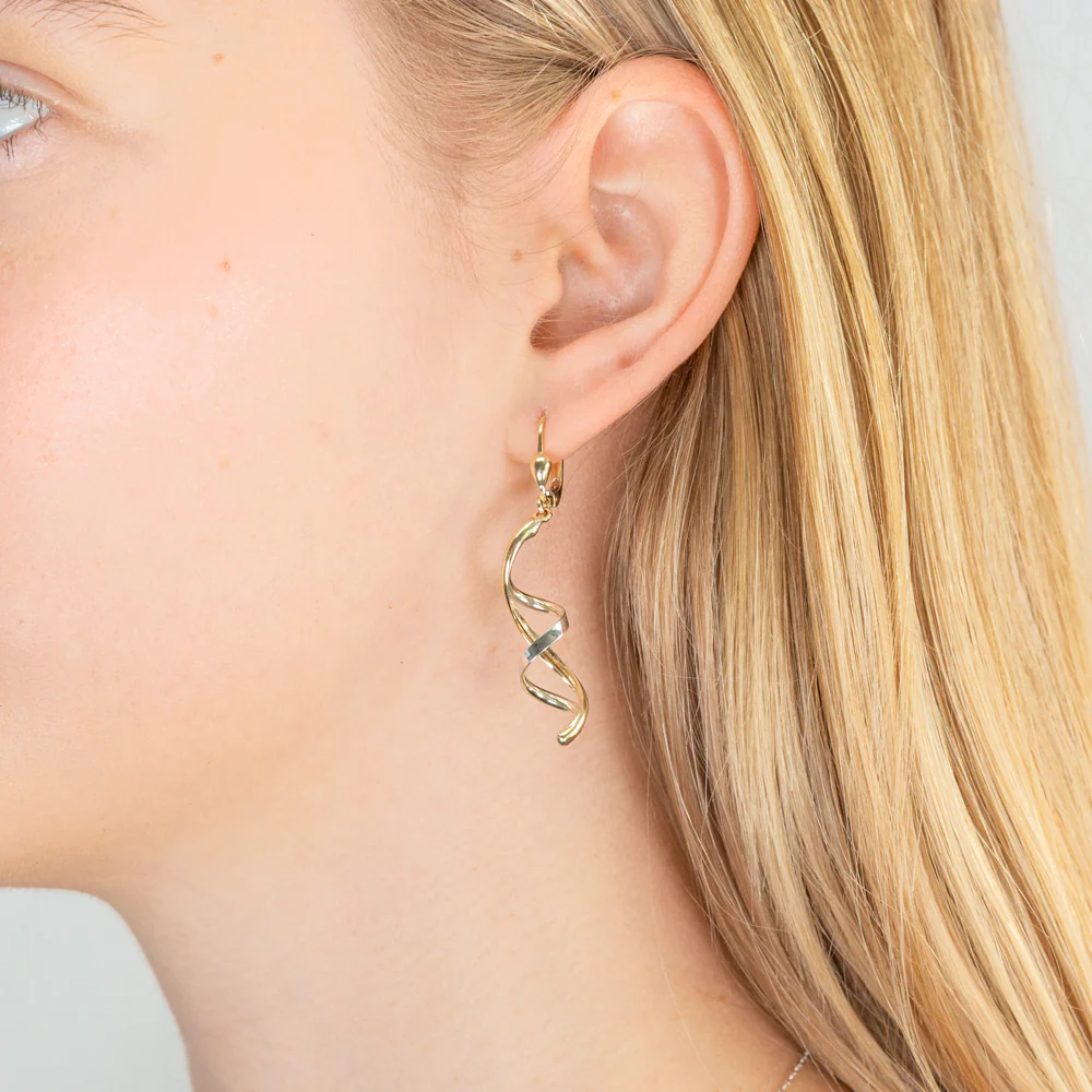 9ct Yellow Gold & White Gold Drop Earrings - Image 2