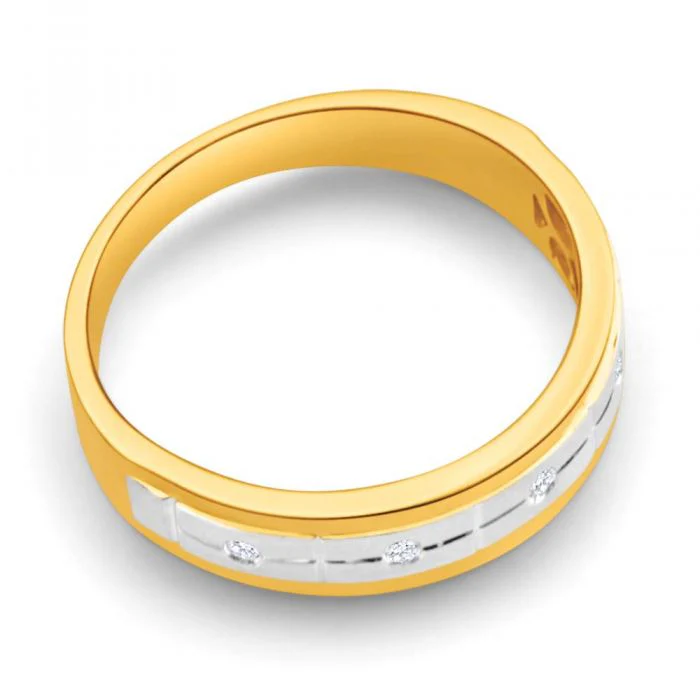 9ct Yellow Gold & White Gold Mens Ring With 0.05 Carats Of Diamonds - Image 2