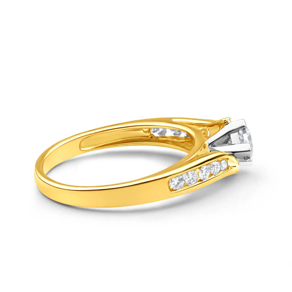 9ct Yellow Gold & White Gold Ring With 1/2 Carat Of Diamonds - Image 2