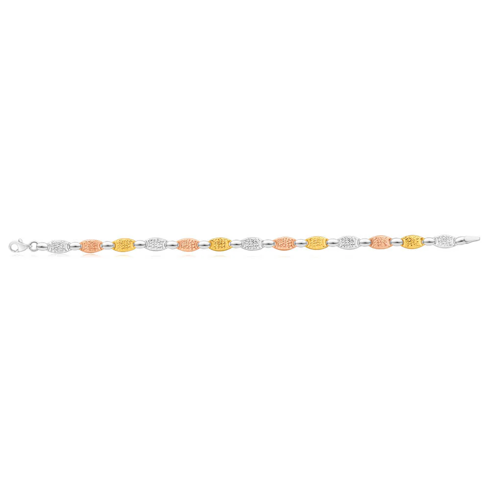 9ct Yellow Gold, White Gold & Rose Gold Fancy Bracelet - Image 2
