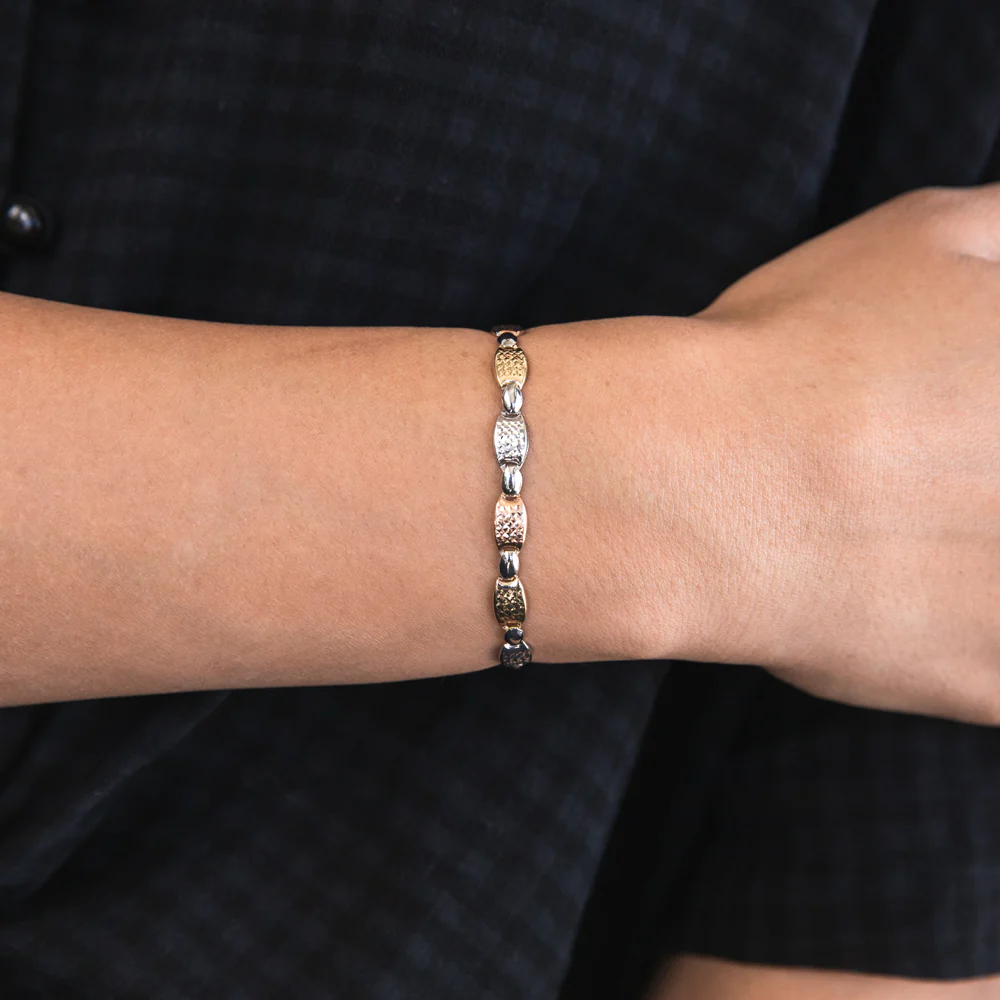 9ct Yellow Gold, White Gold & Rose Gold Fancy Bracelet - Image 3