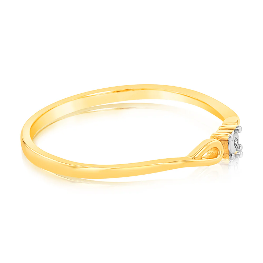 9ct Yellow Gold With 1 Brilliant Cut Diamond Ring - Image 2