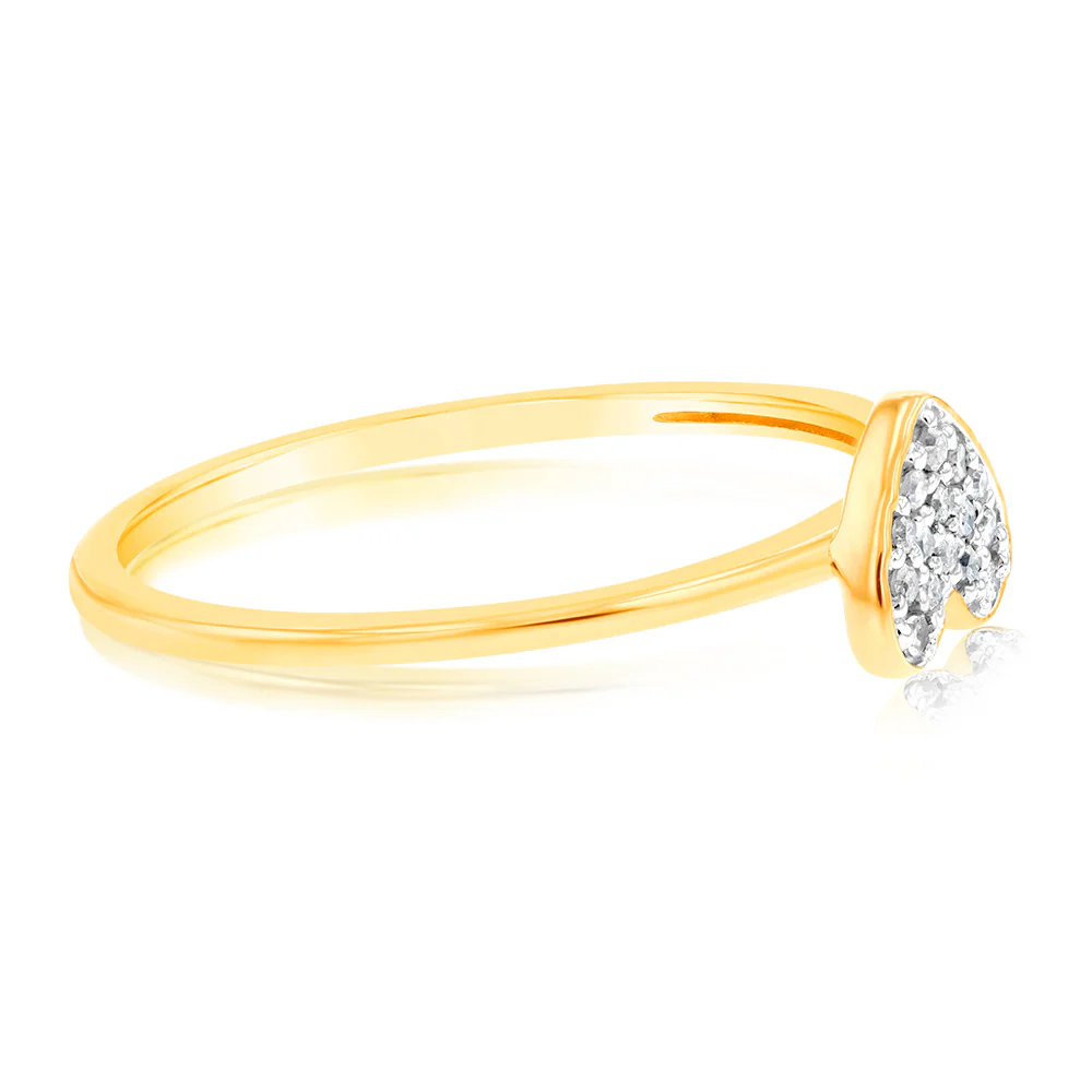 9ct Yellow Gold with 15 Brilliant Diamonds Heart Dress Ring - Image 2