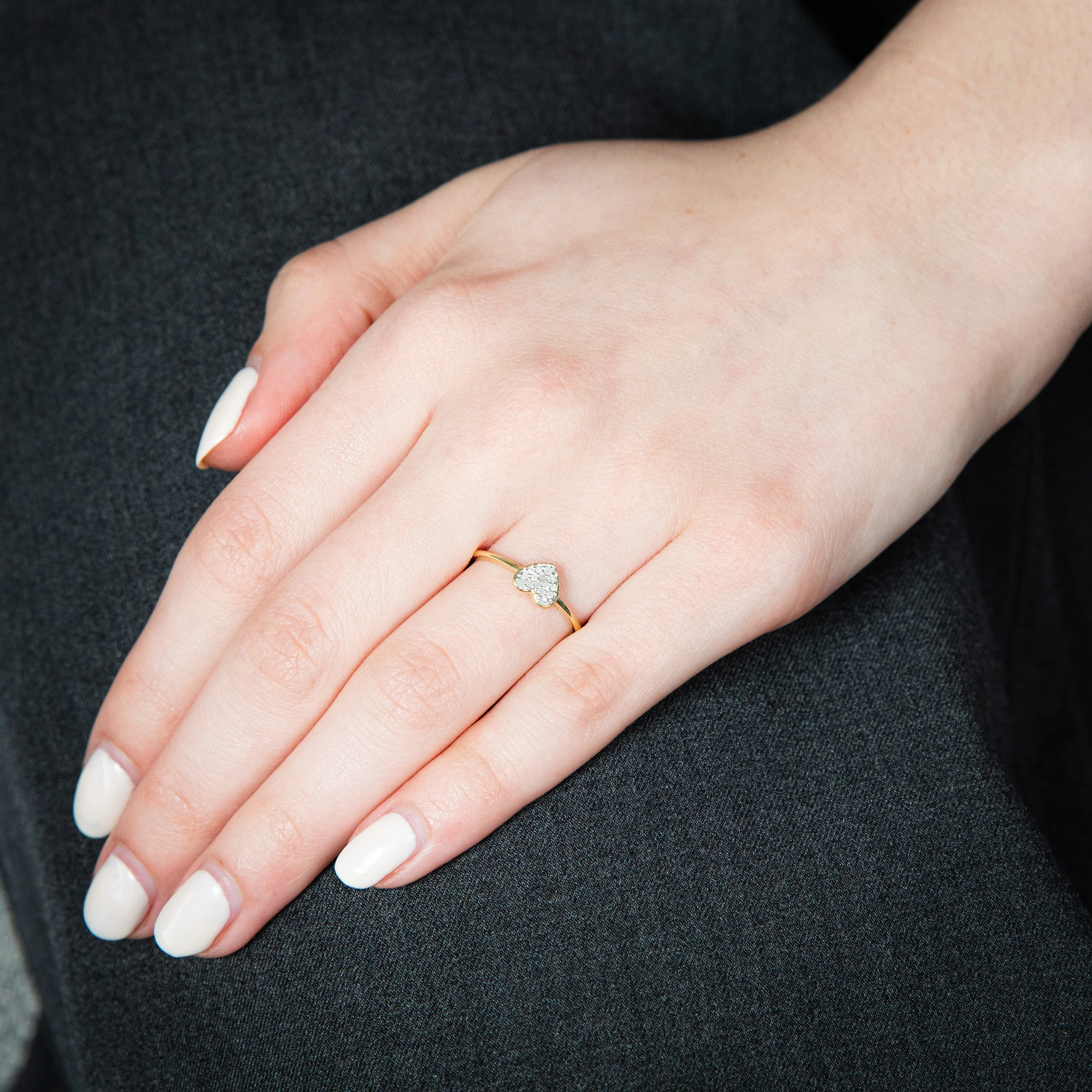9ct Yellow Gold with 15 Brilliant Diamonds Heart Dress Ring - Image 3