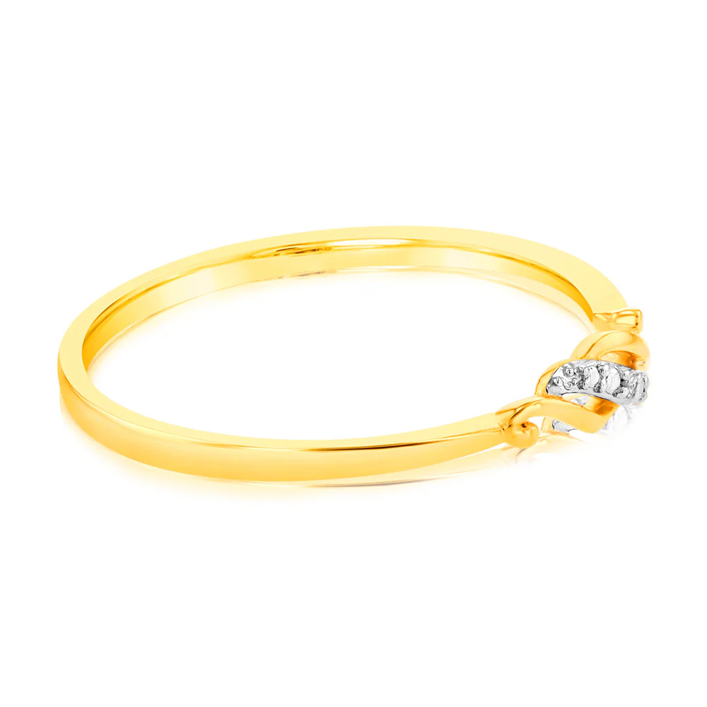 9ct Yellow Gold With 2 Brilliant Cut Diamond Ring - Image 2