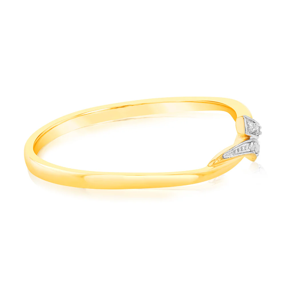 9ct Yellow Gold With 2 Brilliant Cut Diamond Ring - Image 2