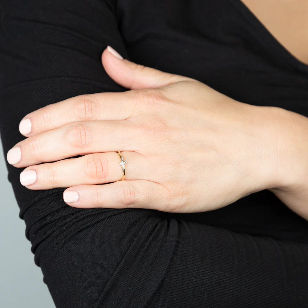 9ct Yellow Gold With 2 Brilliant Cut Diamond Ring - Image 3