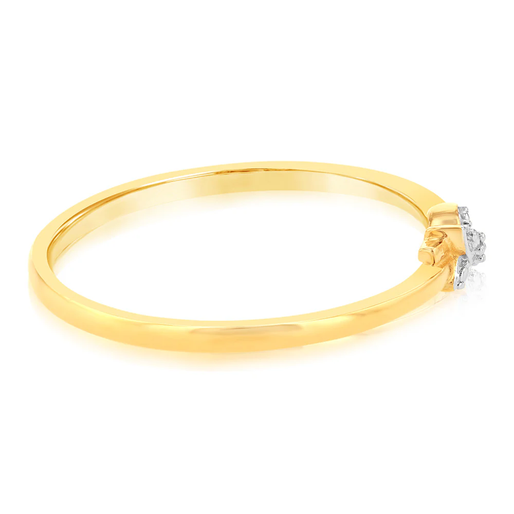 9ct Yellow Gold With 2 Brilliant Cut Diamond Ring - Image 2
