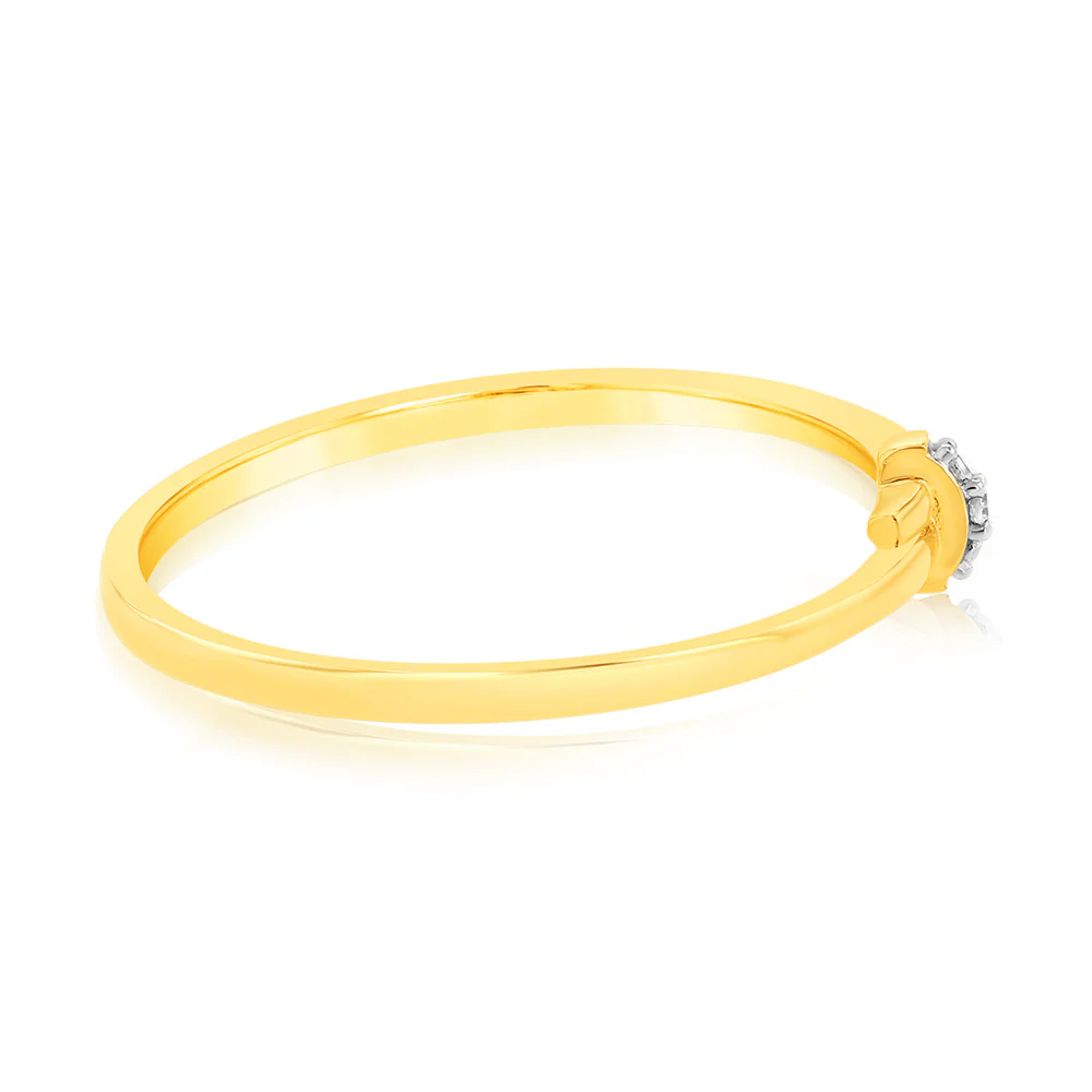 9ct Yellow Gold With 2 Brilliant Cut Diamond Ring - Image 2