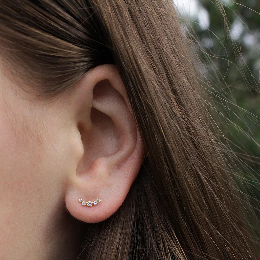 9ct Yellow Gold Zirconia Climber Studs - Image 2