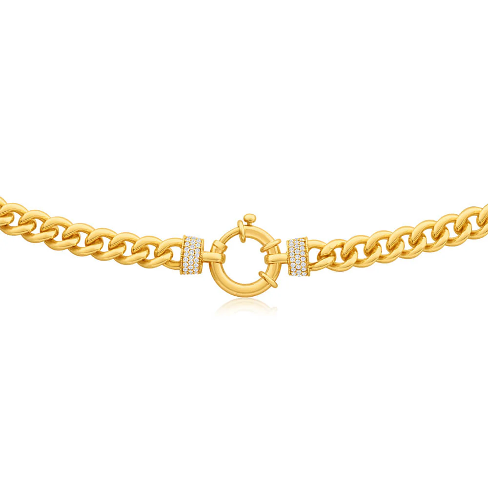 9ct Yellow Gold Zirconia Curb 45cm Chain - Image 2