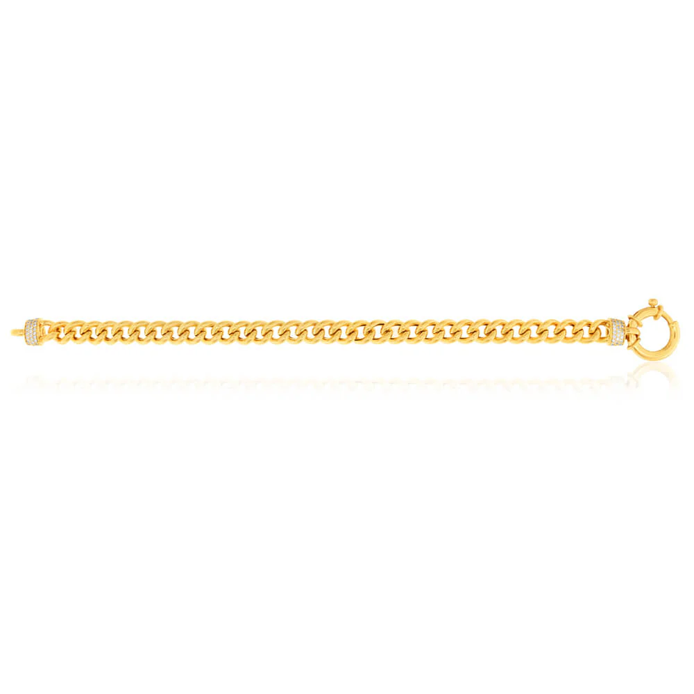 9ct Yellow Gold Zirconia Curb Bracelet - Image 2