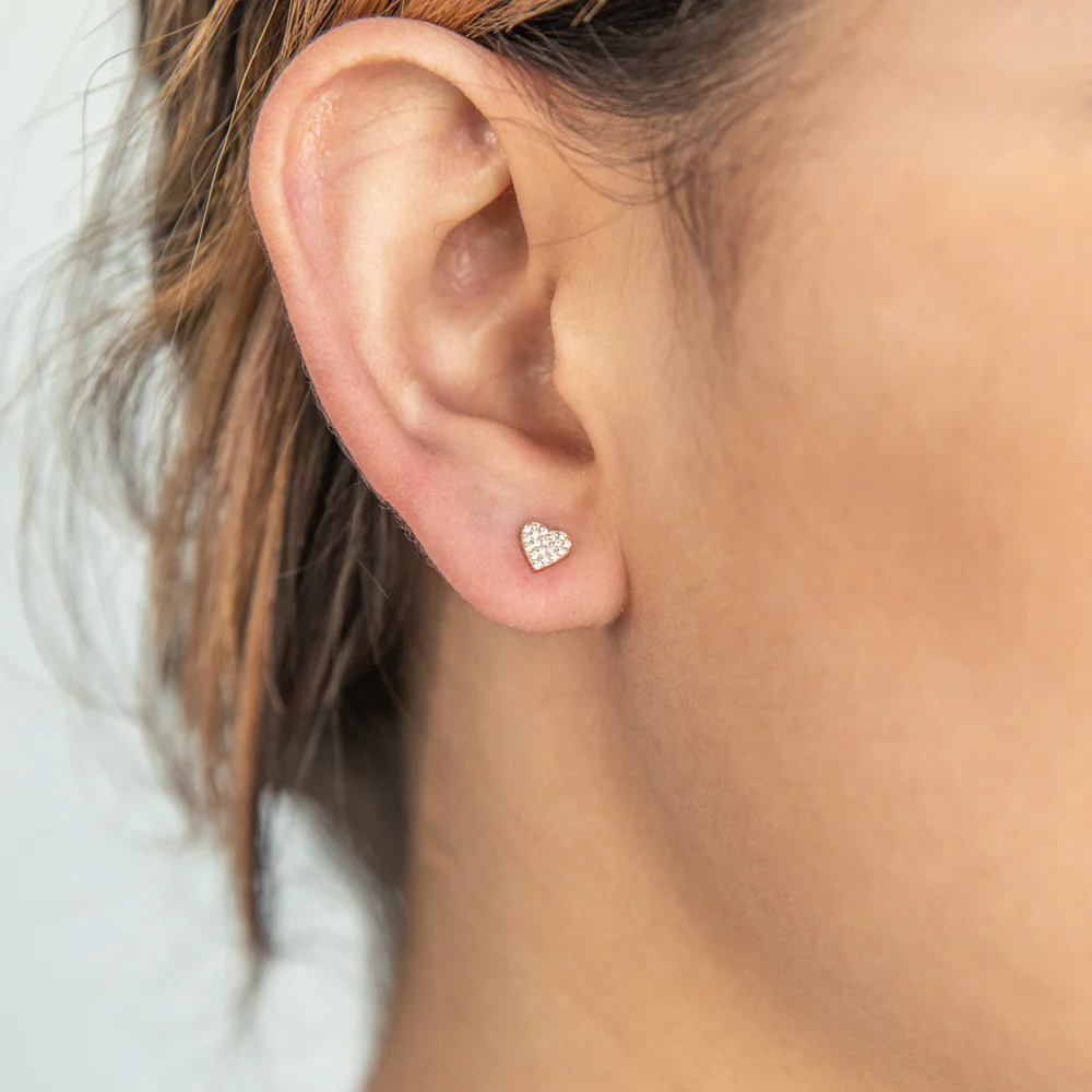 9ct Yellow Gold Zirconia Heart Studs - Image 2