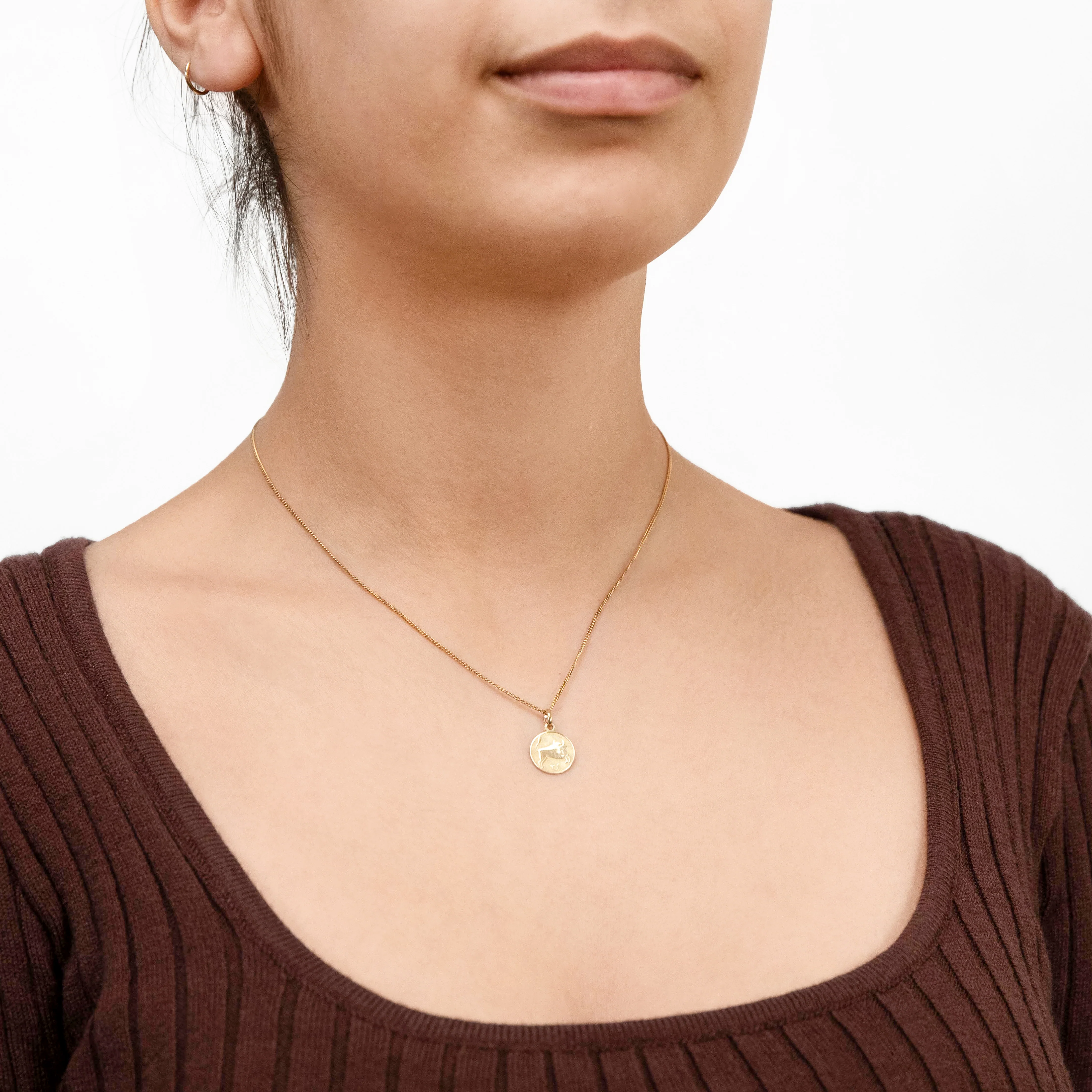 9ct Yellow Gold Zodiac Taurus Pendant - Image 2