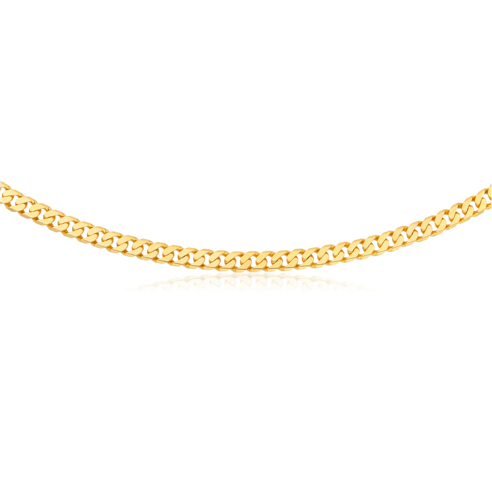 9ct Yellow Heavy Solid Gold Curb Flat Bevelled 55cm Chain 250Gauge - Image 2