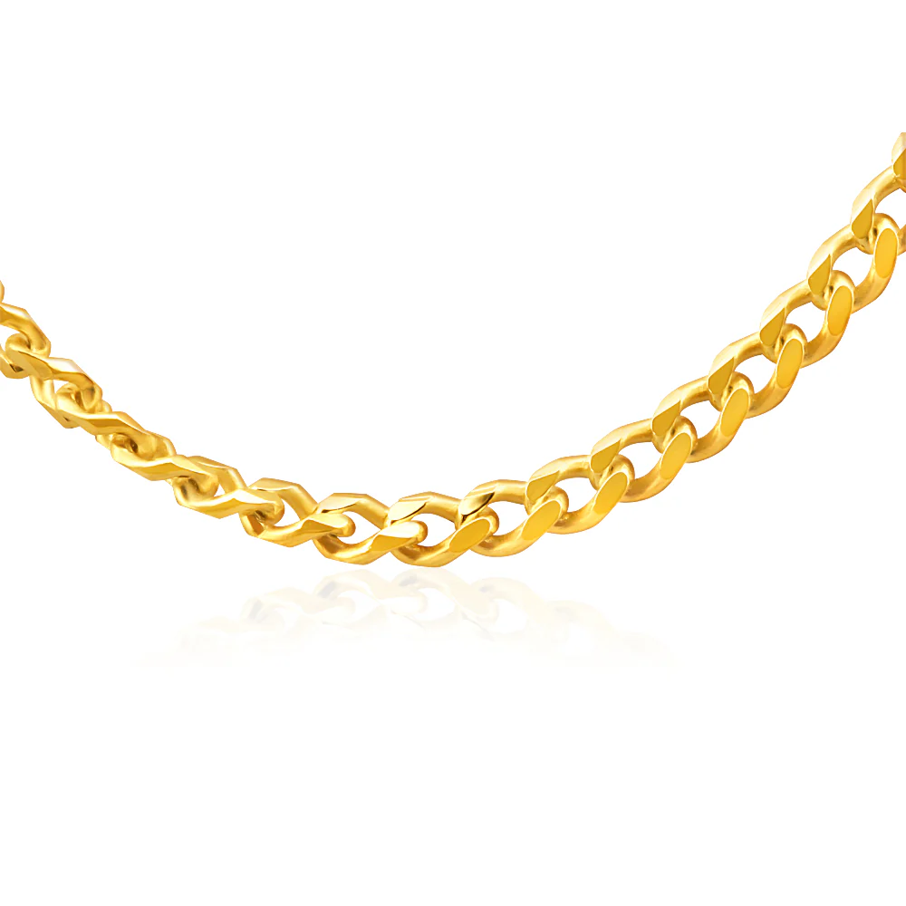 9ct Yellow Solid Gold 45cm 60 Gauge Curb Chain - Image 2