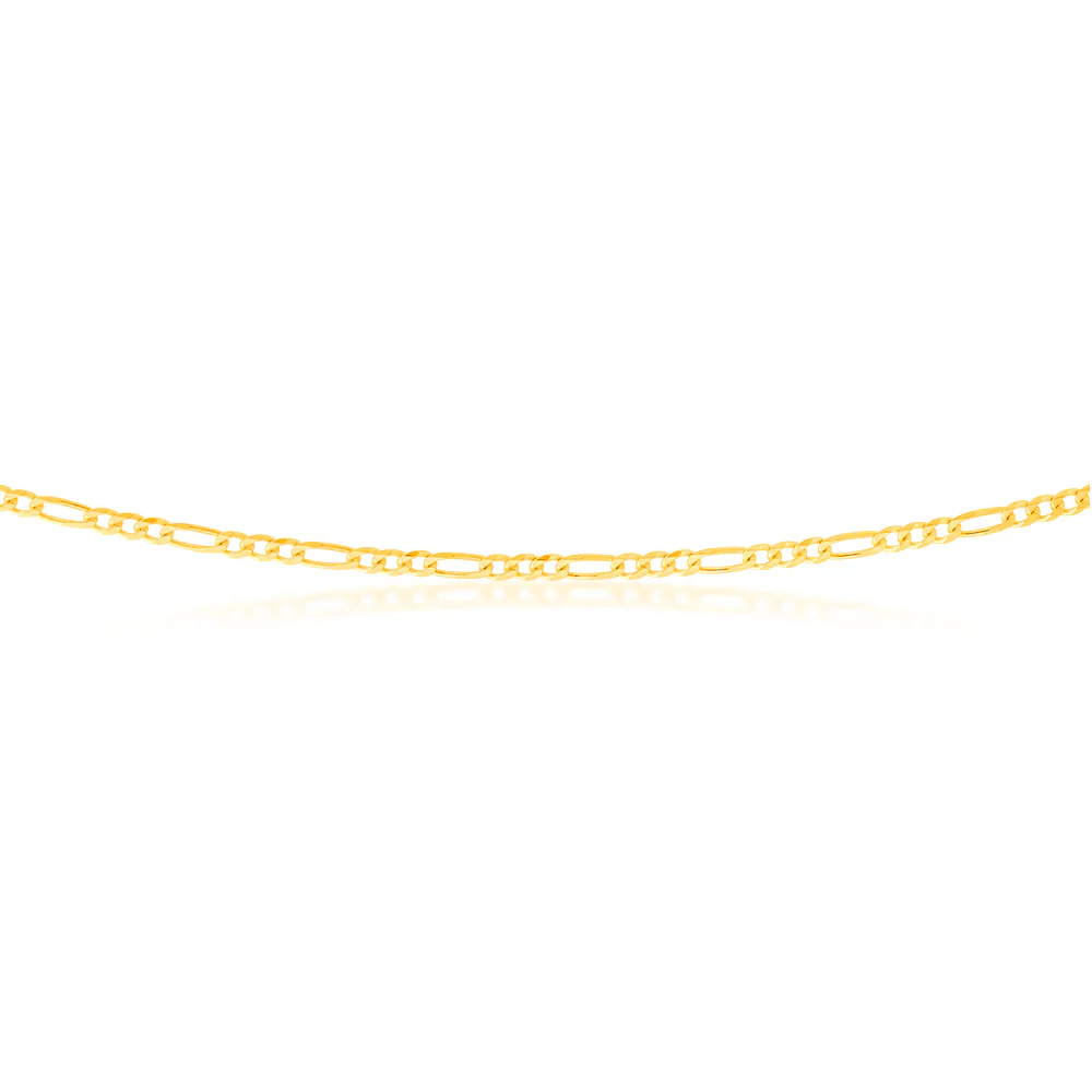 9ct Yellow Solid Gold 55cm Figaro Chain - Image 2