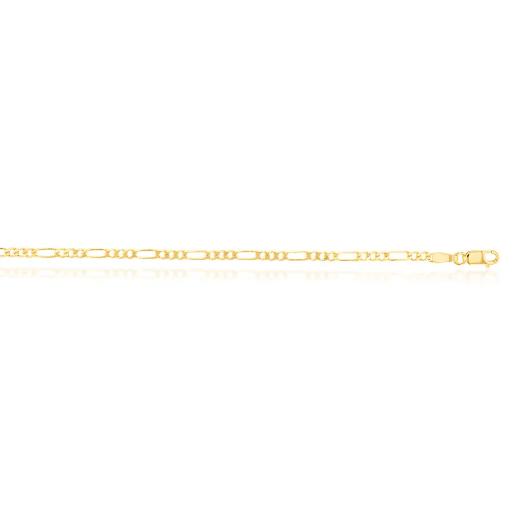 9ct Yellow Solid Gold 60 Gauge Figaro 19cm Bracelet - Image 2