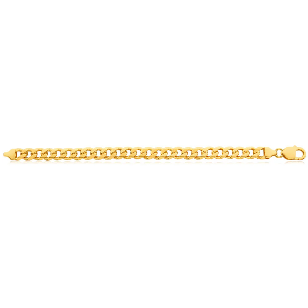 9ct Yellow Solid Gold Curb 21cm Bracelet - Image 2