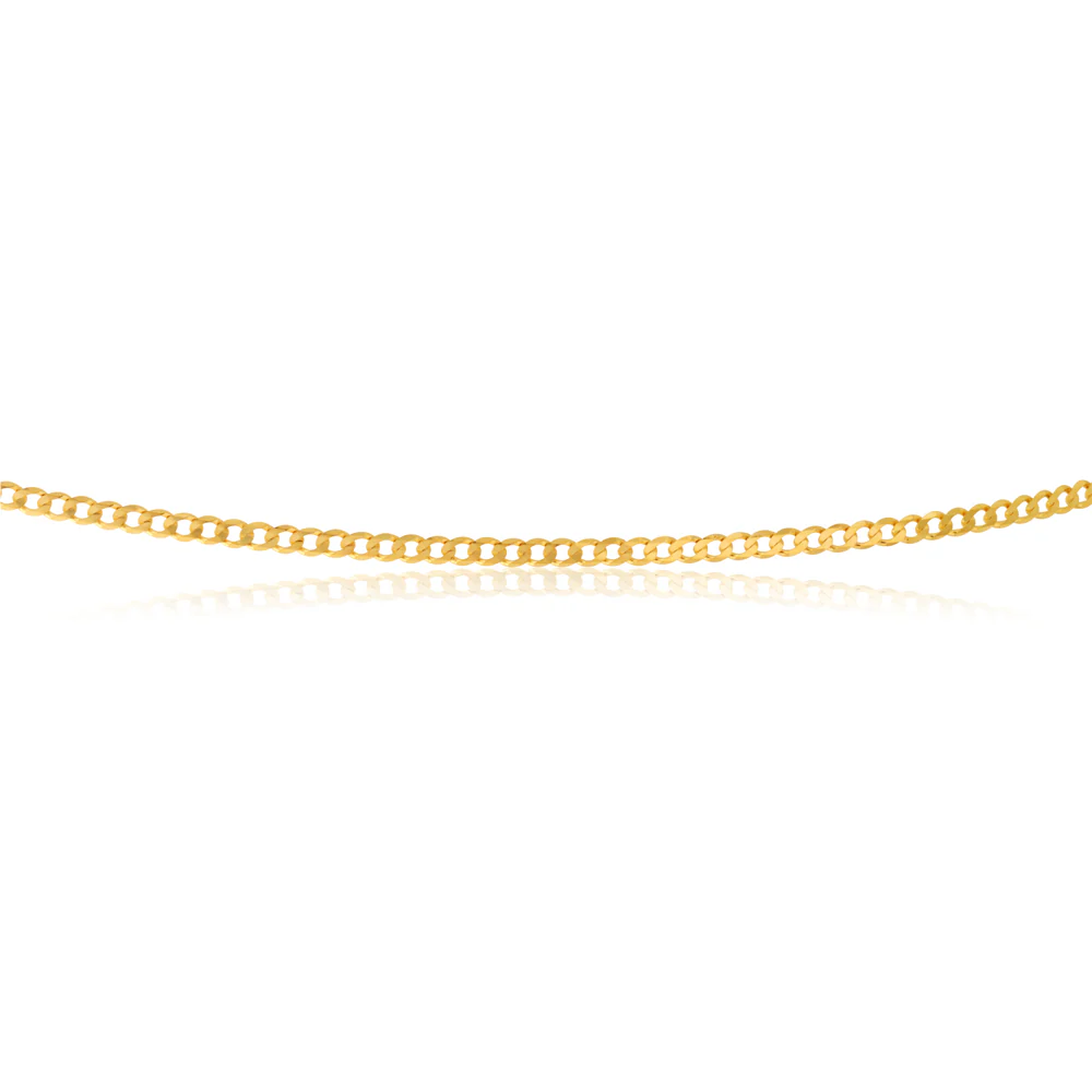 9ct Yellow Solid Gold Curb 50 Gauge 45cm Chain - Image 2