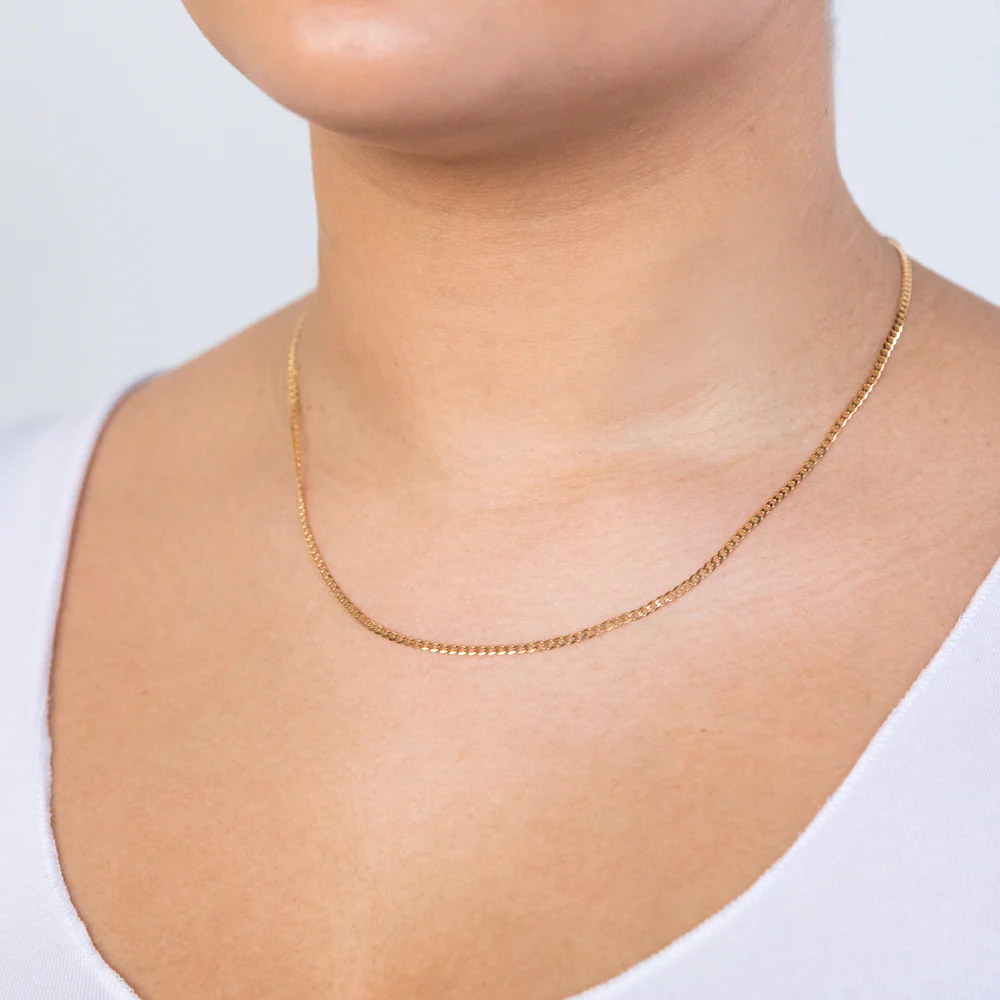 9ct Yellow Solid Gold Curb 50 Gauge 45cm Chain - Image 3