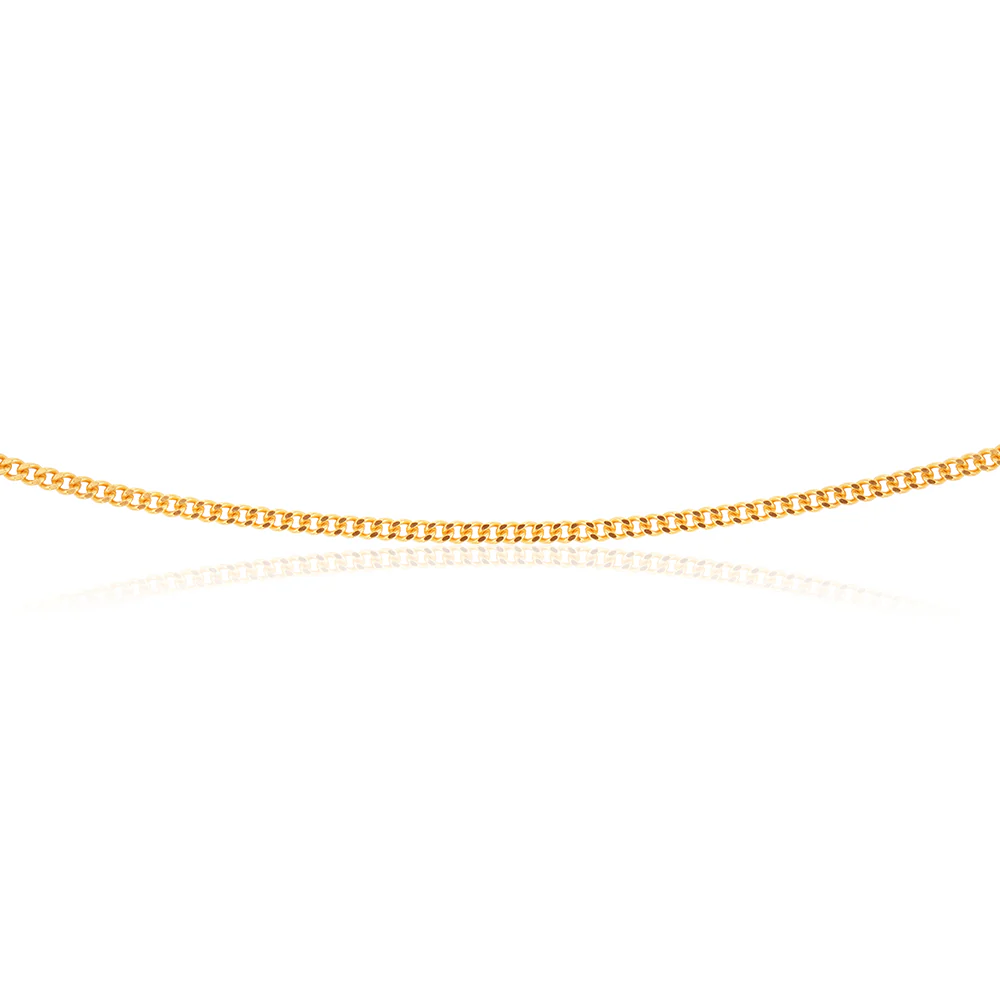 9ct Yellow Solid Gold Curb Dicut 70cm Chain 50Gauge - Image 3