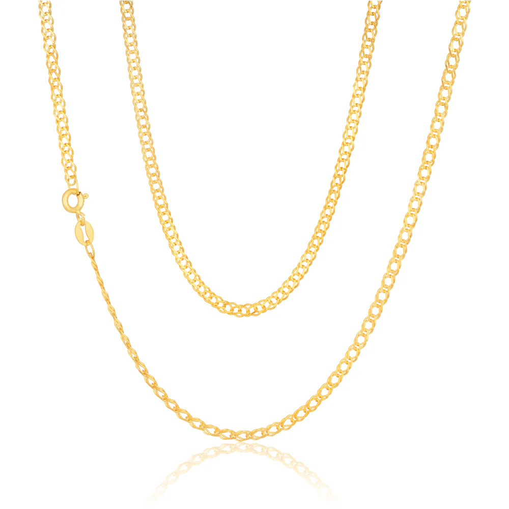 9ct Yellow Solid Gold Curb Double Diamond Cut 45cm Chain 40gauge - Image 2