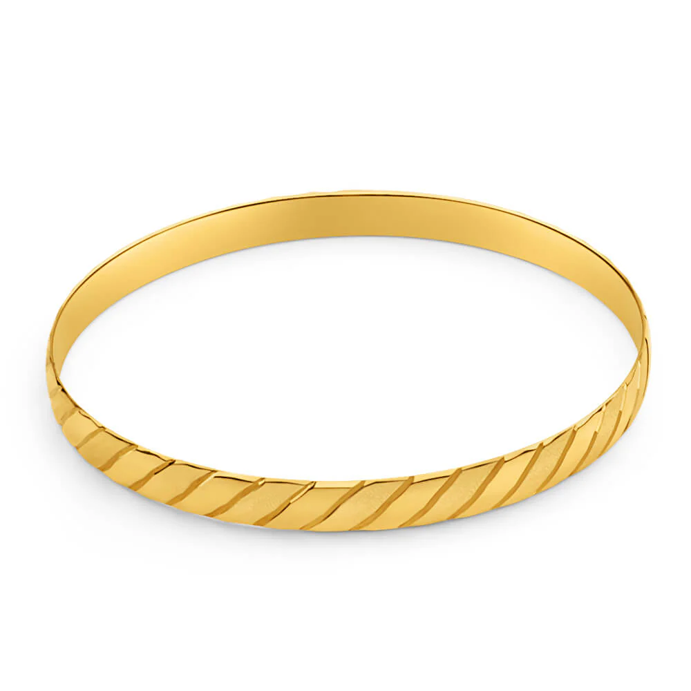 9ct Yellow Solid Gold Divine Bangle - Image 2