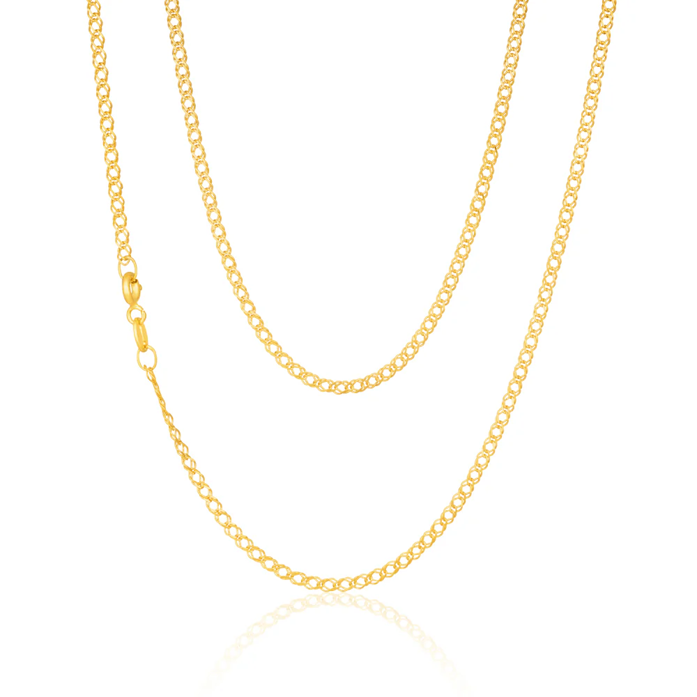 9ct Yellow Solid Gold Double Curb 30 Gauge Diamond Cut 45cm Chain - Image 2