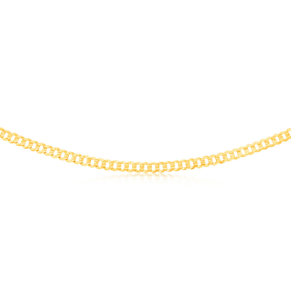9ct Yellow Solid Gold Extra Flat Concave Curb 55cm Chain - Image 2