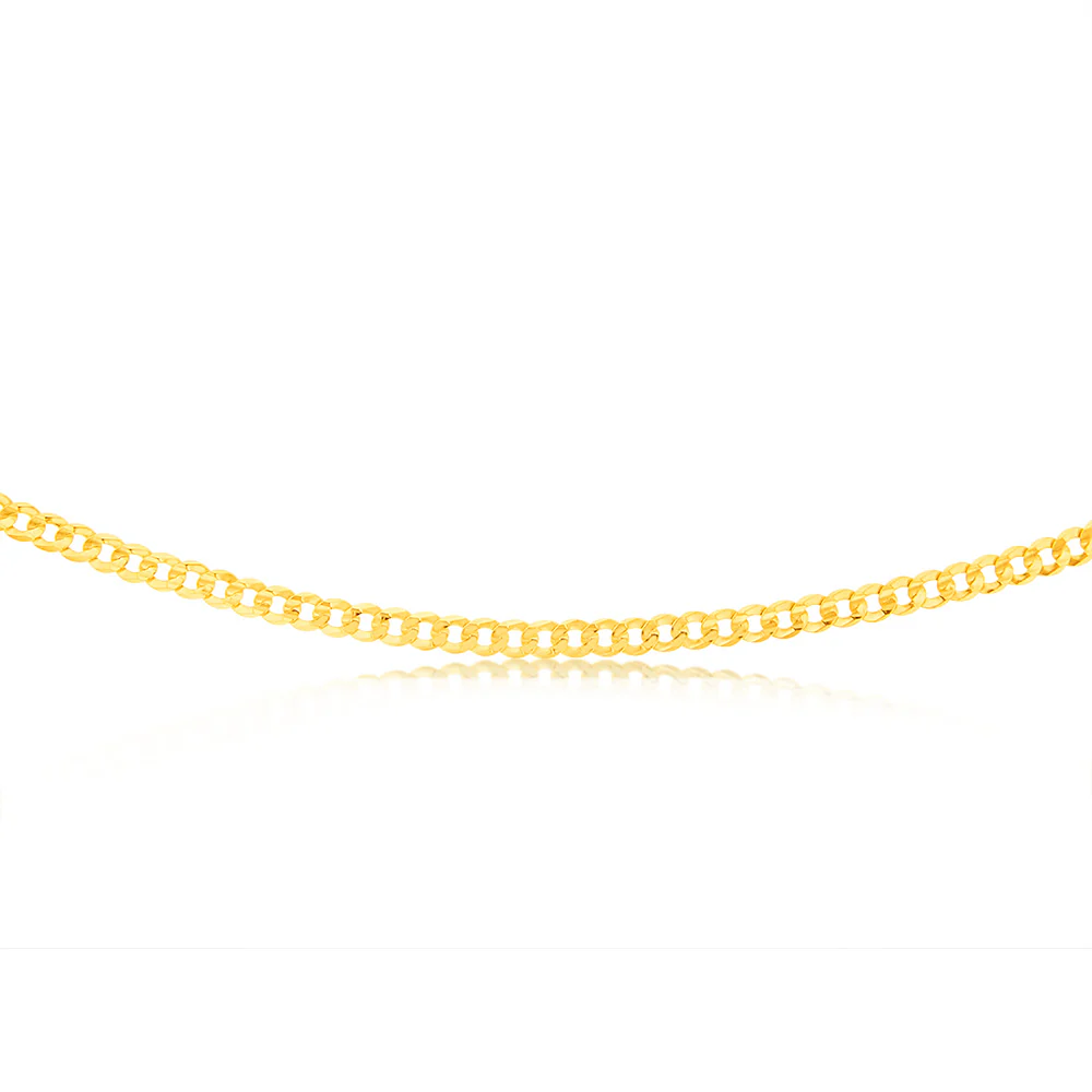 9ct Yellow Solid Gold Fancy 120 Gauge 55cm Chain - Image 2