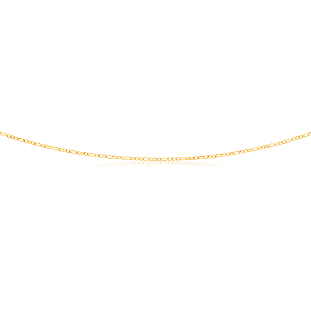 9ct Yellow Solid Gold Fashionable Figaro Chain - Image 2