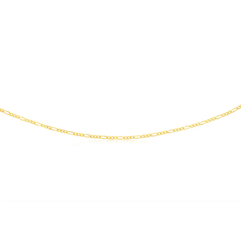 9ct Yellow Solid Gold Figaro 1:3 60Gauge 45cm Chain - Image 2