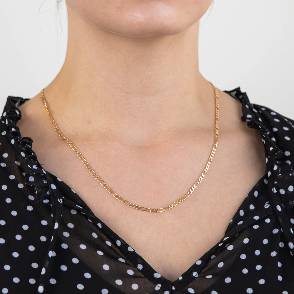 9ct Yellow Solid Gold Figaro 1:3 80 Gauge 50cm chain - Image 3