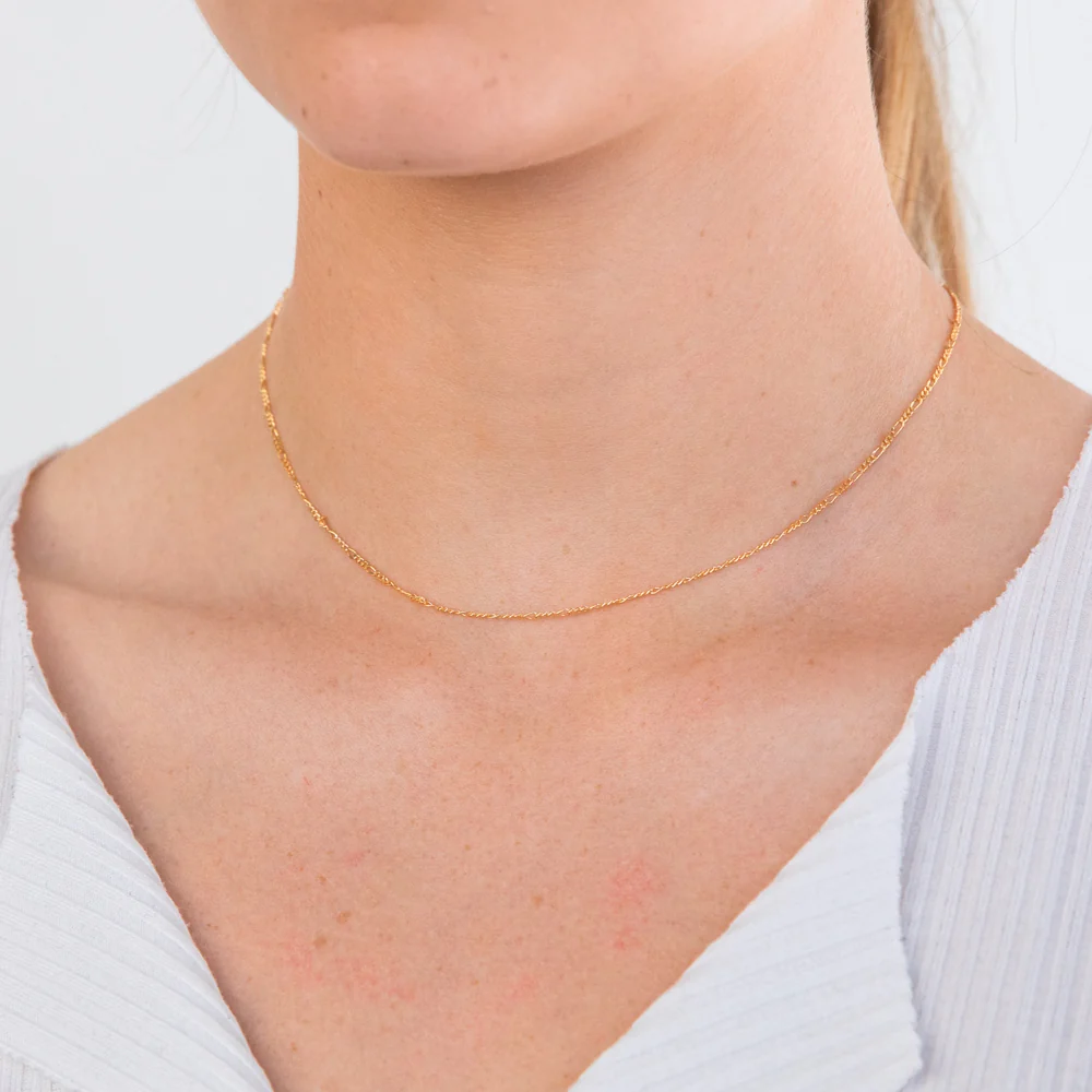 9ct Yellow Solid Gold Figaro 1:3 Dicut 40cm Chain 40Gauge - Image 2