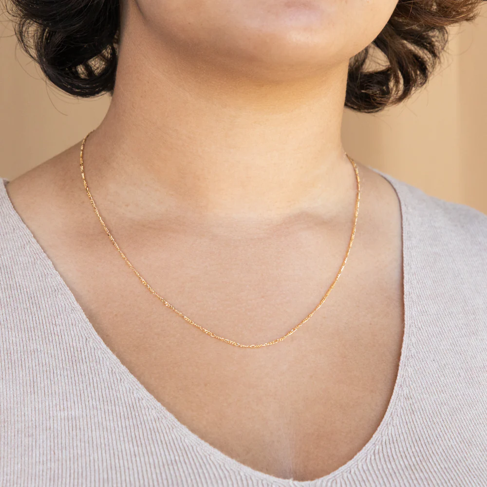9ct Yellow Solid Gold Figaro 1:3 Dicut 40Gauge 50cm Chain - Image 2