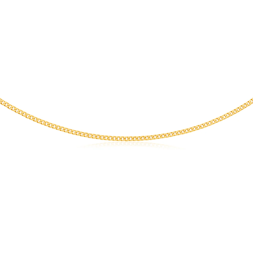 9ct Yellow Solid Gold Flat Bevelled Curb 55cm Chain 120gauge - Image 2